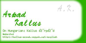 arpad kallus business card